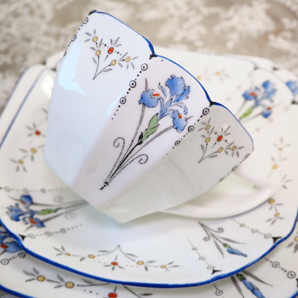 1級品!!美品□シェリー クイーン アン ブルーアイリス□トリオ 1級品!!美品□シェリー クイーン アン ブルーアイリス□トリオ