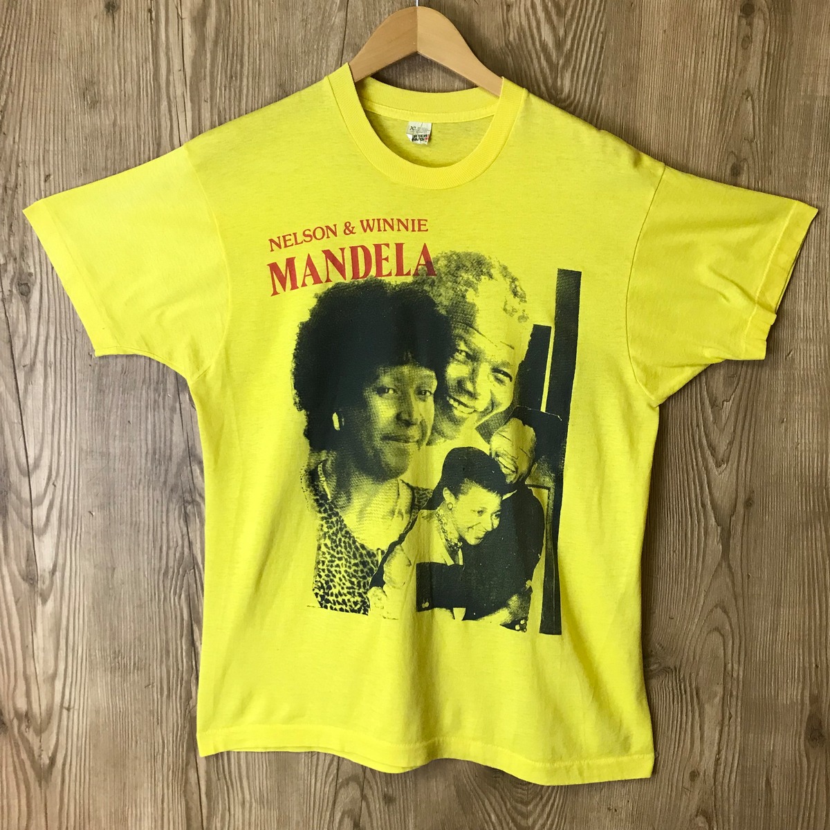 〇USA製 80s VINTAGE NELSON&WINNIE MANDELA プリント 半袖 T-sh T 