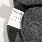カシミヤ100% TESTA VIERA テスタビエラ ハイネック 半袖 ニット セーター L/グレー系 レディース