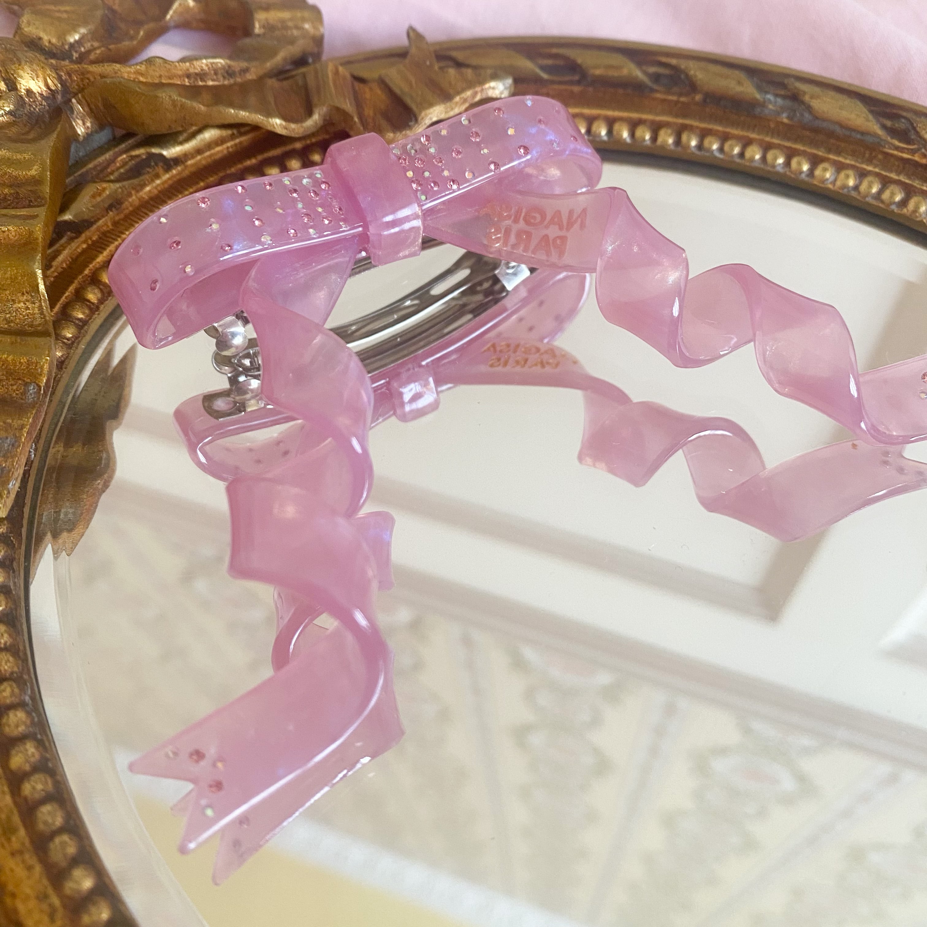 CRYSTAL CURLY BOW BARRETTE クリスタル くるくるリボン バレッタ