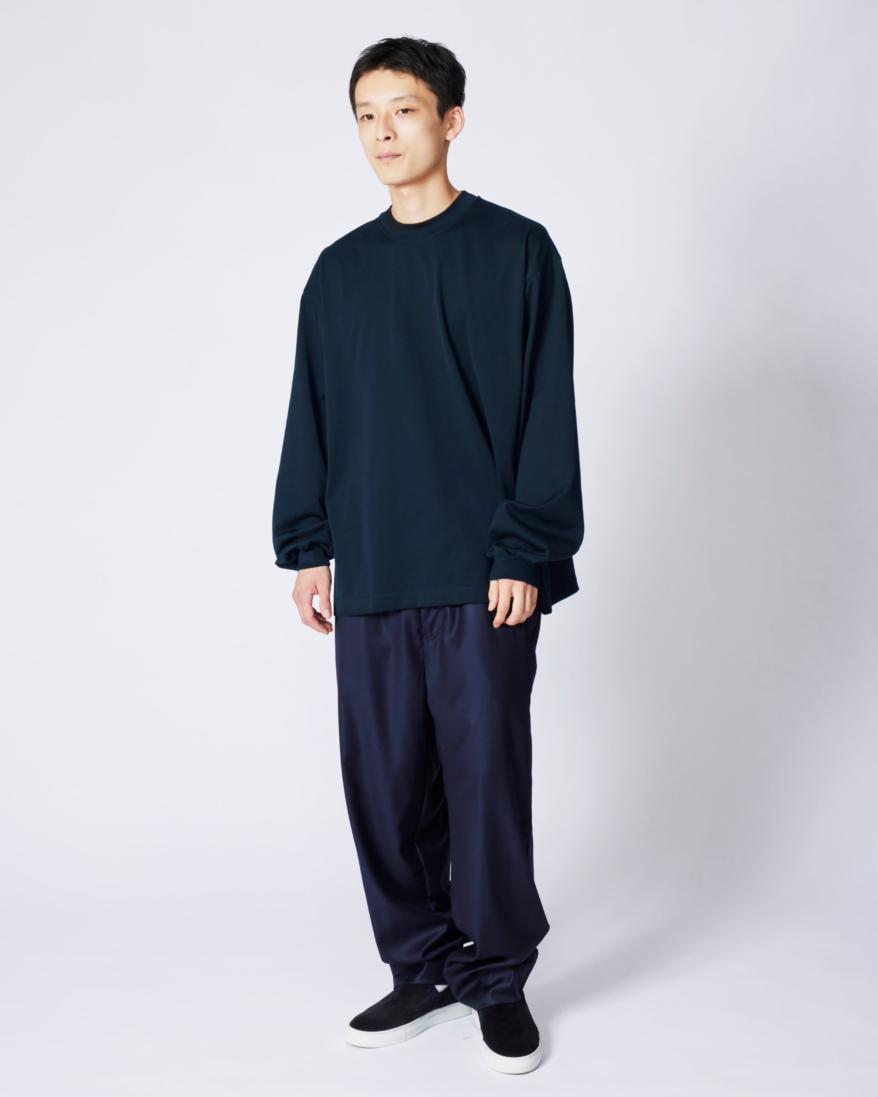 everyone luxury cotton long sleeve tee shirt (NAVY) | everyone