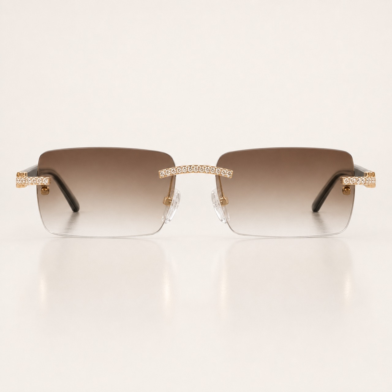 Iced Gold Rimless Gradient Sunglasses