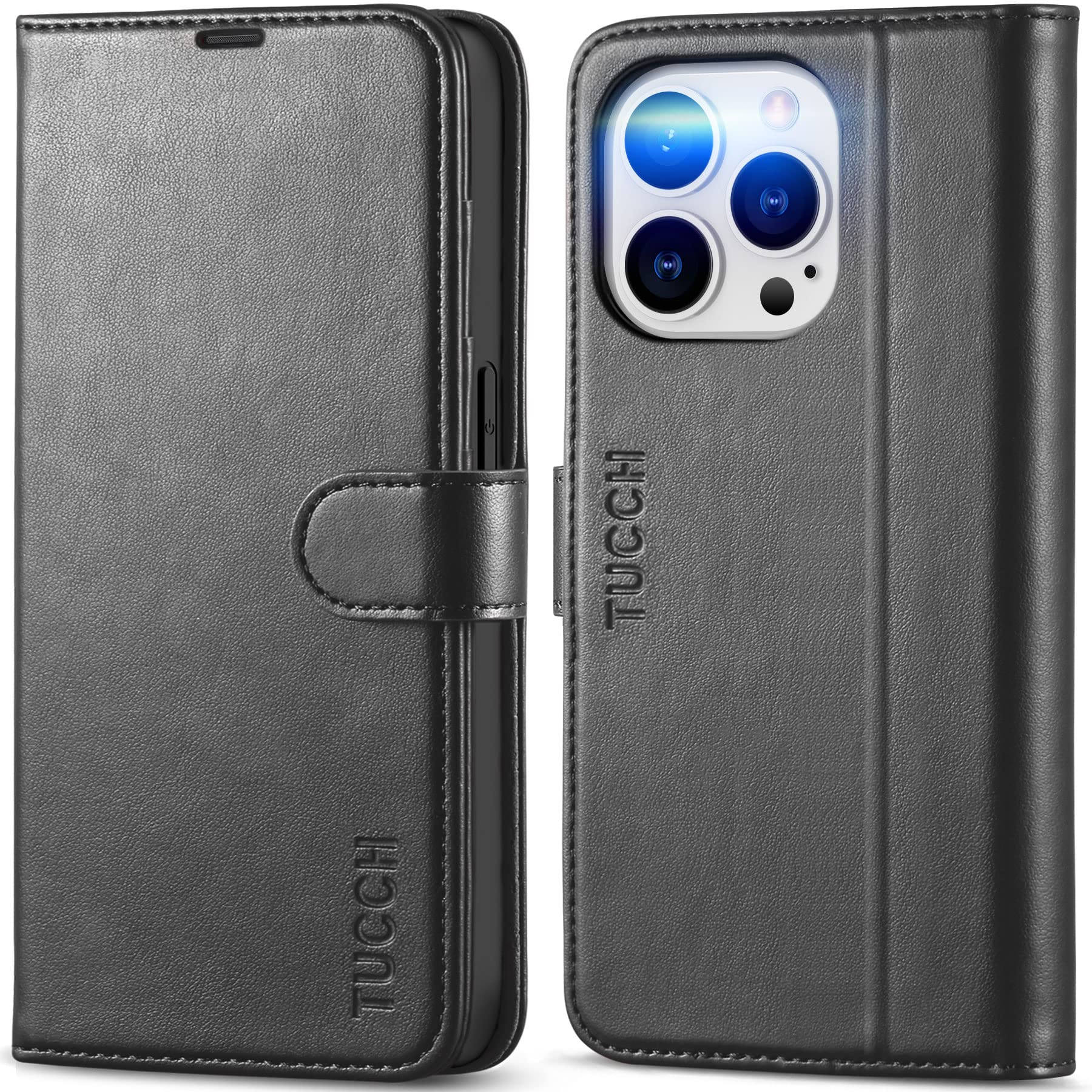 TUCCH iPhone 14 Pro 対応 ケース 手帳型 2022年発売 6.1インチ ブラック