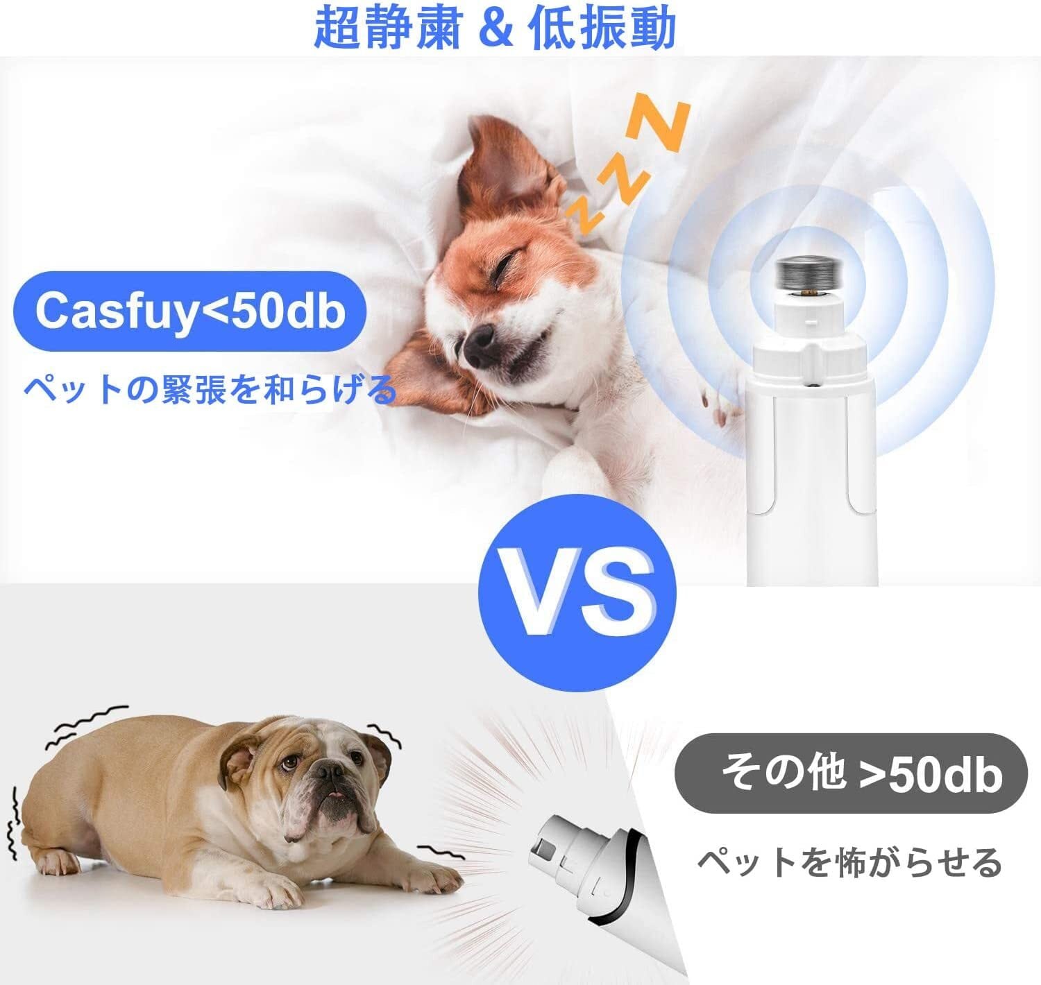 Casfuy新型ペット用電動爪切り モデルチェンジ ネイルグラインダー 犬