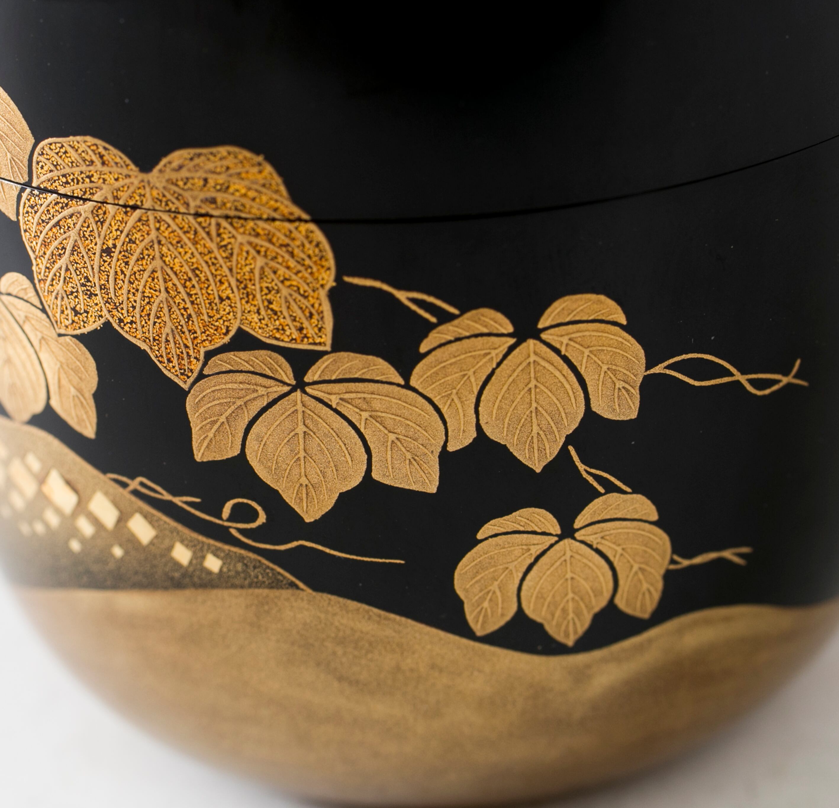 棗 内銀留蔦蒔絵 堀川蒼雲 堀内宗完 花押 書付 利休棗 加賀蒔絵 黒塗 