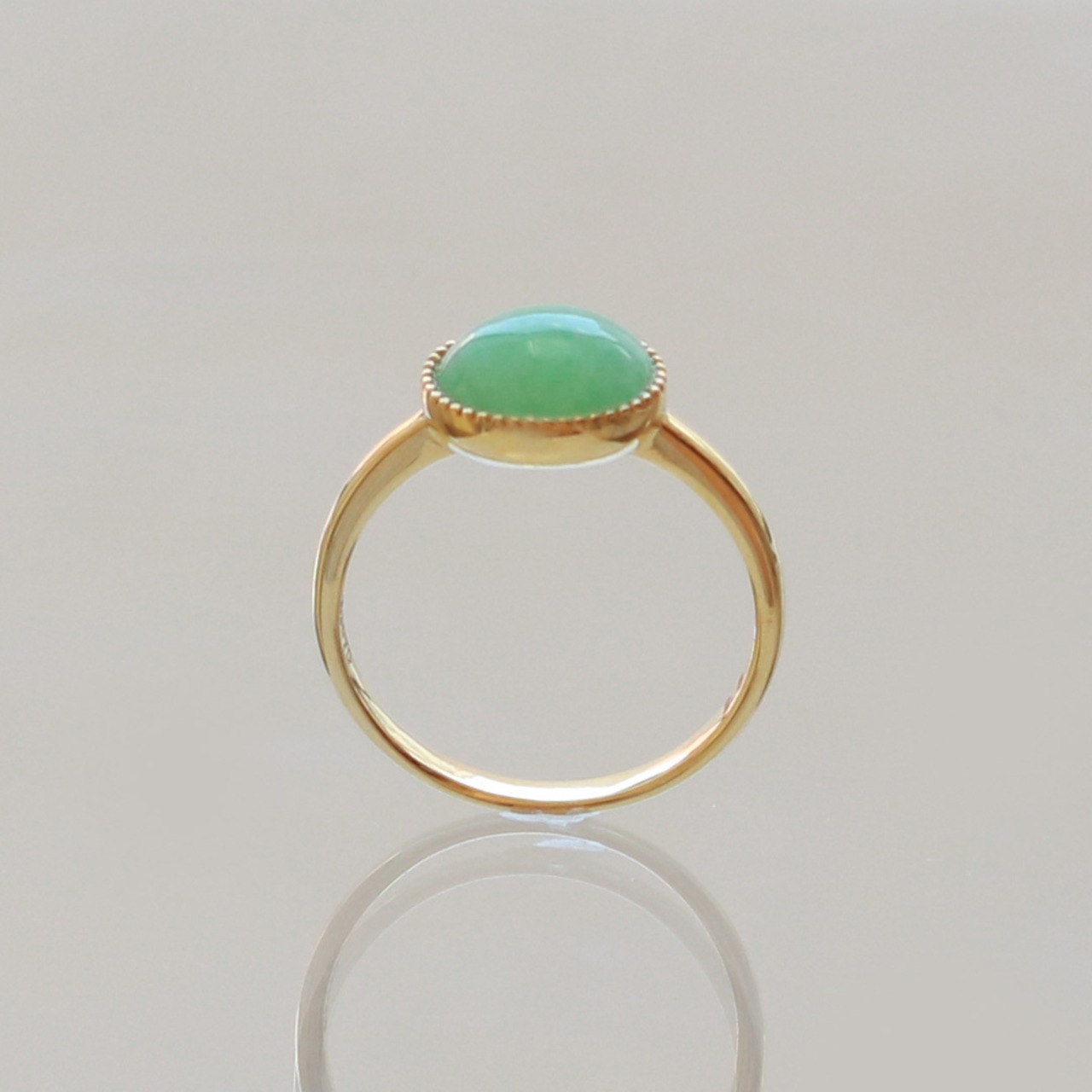 アップルグリーンが魅力的！ 10YG 翡翠 リング14号 jd_rg1836