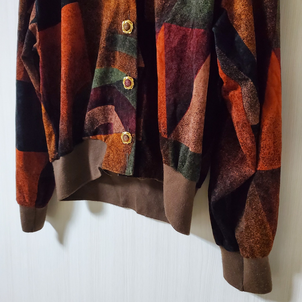 【USED】個性的シャツ　赤茶　ヴィンテージ　昭和OLD