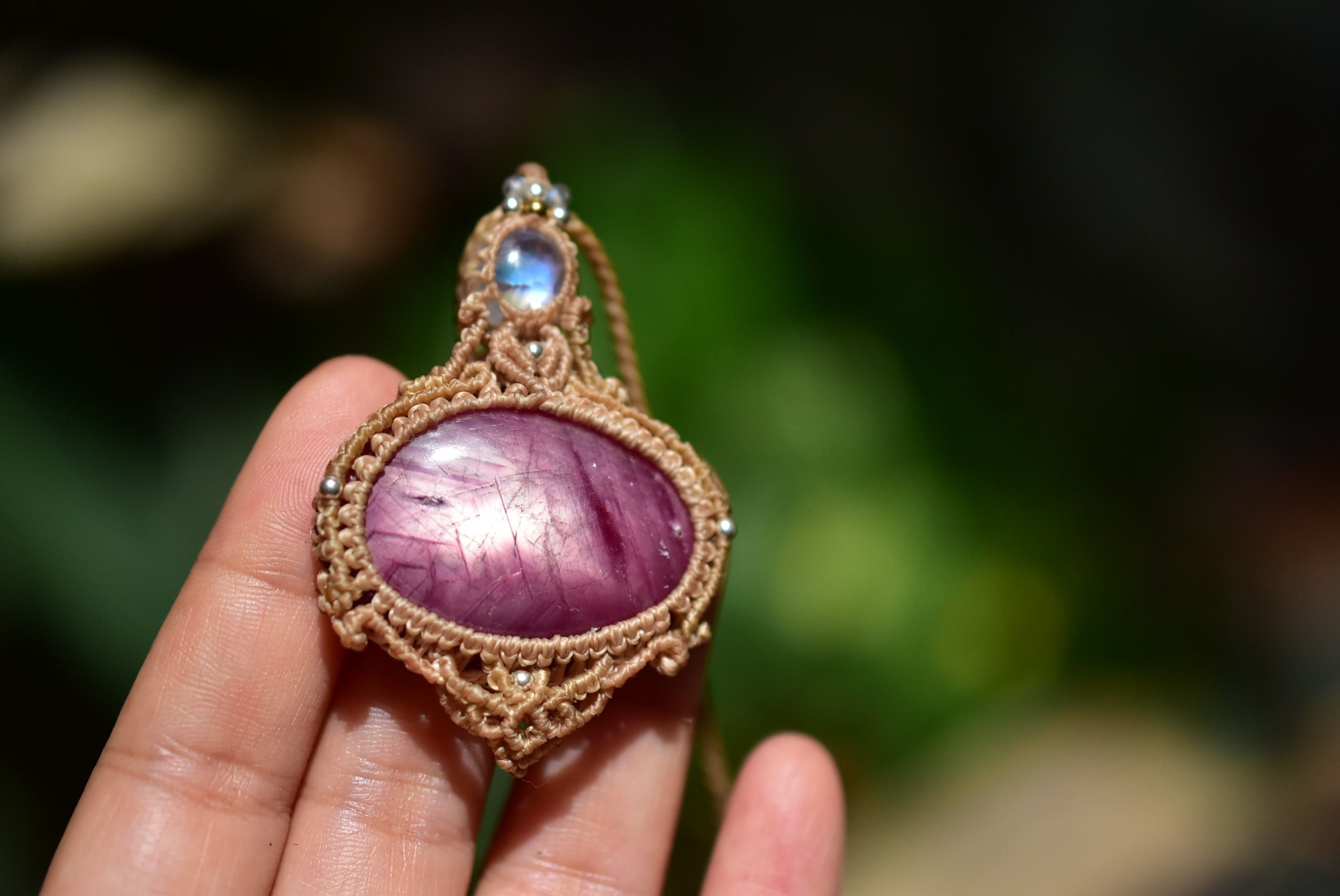 ルビーインクォーツ スタールビー☆マクラメ ネックレス