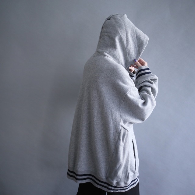 "NAUTICA" rib double line design XXXL super over silhouette gray sweat parka