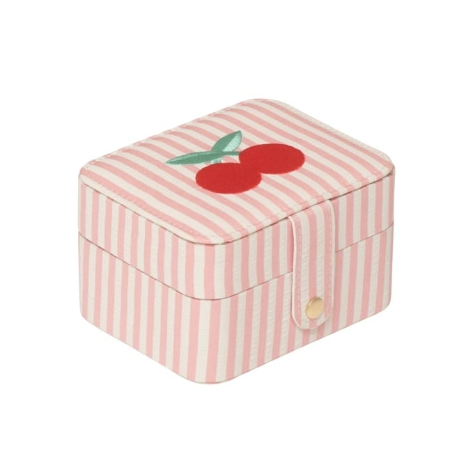 JB260P-Stripy Cherry Jewellery Box-PINK