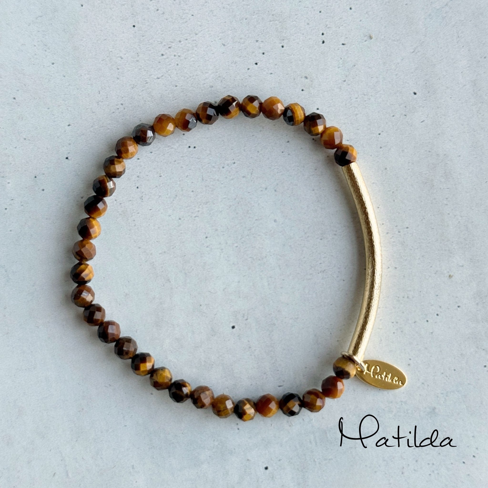 Tube & stone bracelet(タイガーアイ)