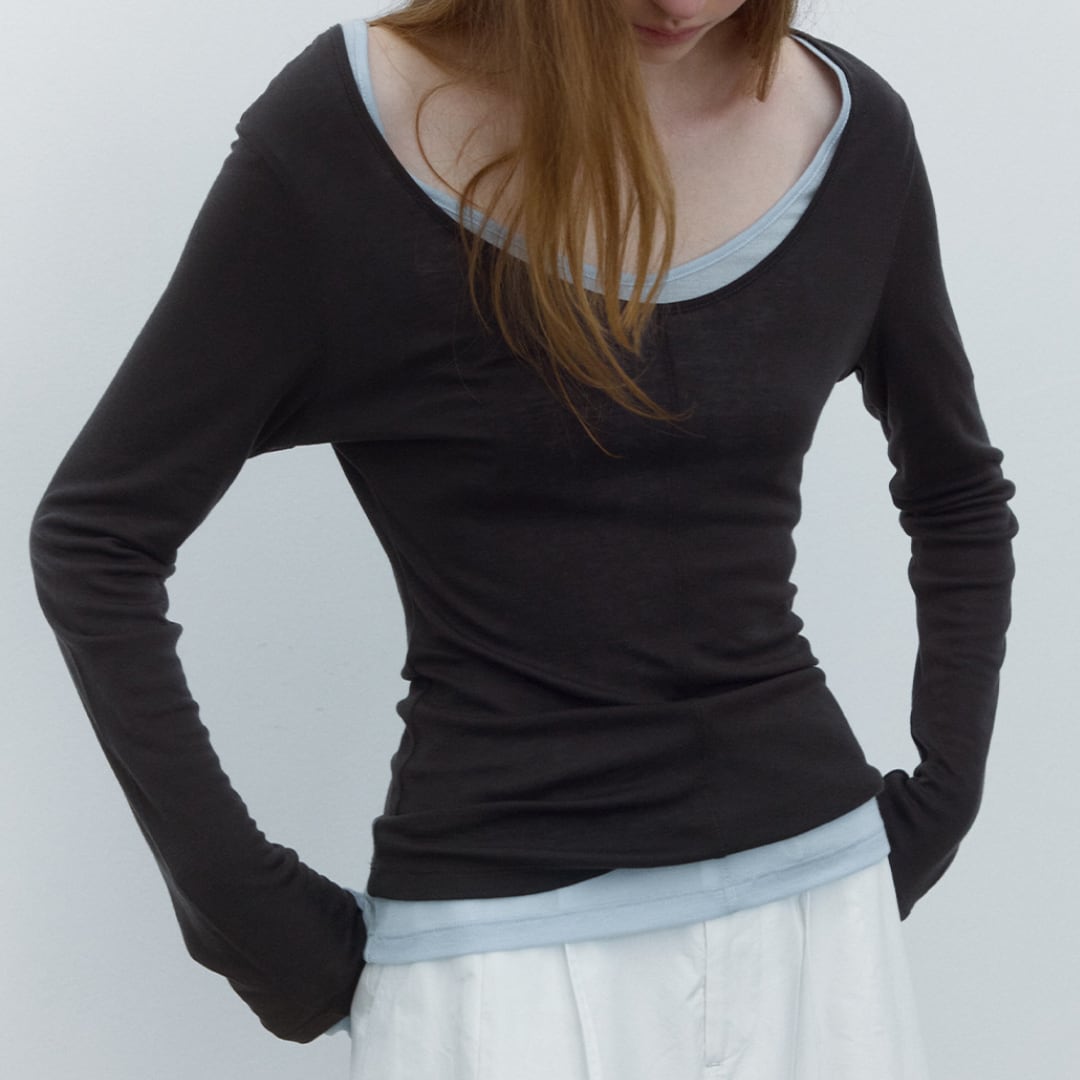 Lyocell wool v-neck pullover shirt G870