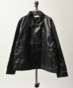 many men many mind Denim flocked, PU-coated trucker jacket (BLK/PU) M2523020
