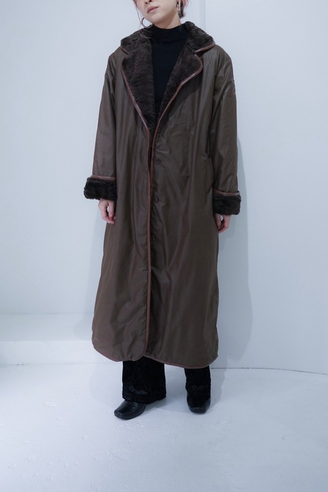 brown puff long coat