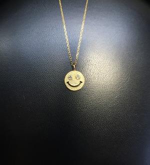 men's / K18YG.diamond smile necklace(L)