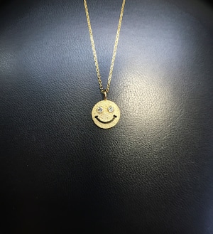 men's / K18YG.diamond smile necklace(L)