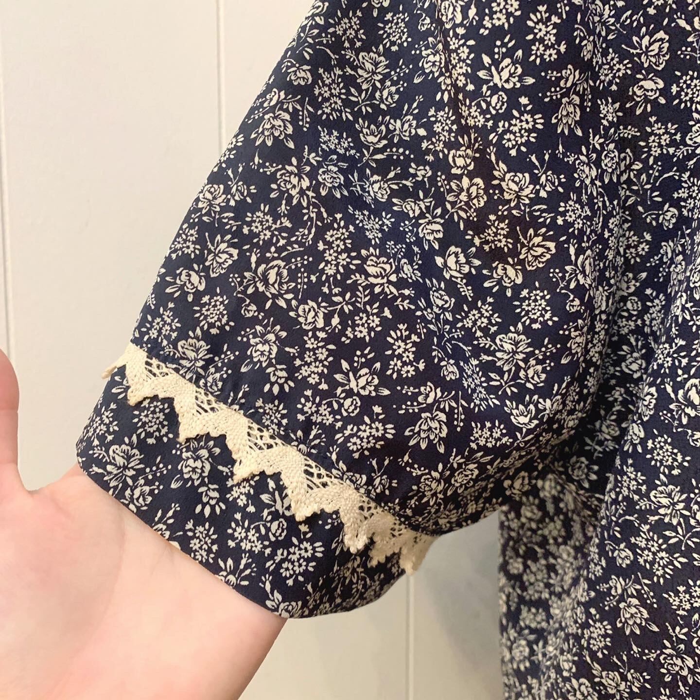 flower lace sailor collar navy one-piece