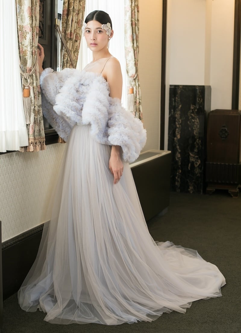 3waysウエディングドレス ケープ風ドレス オーバースカート 優雅な  