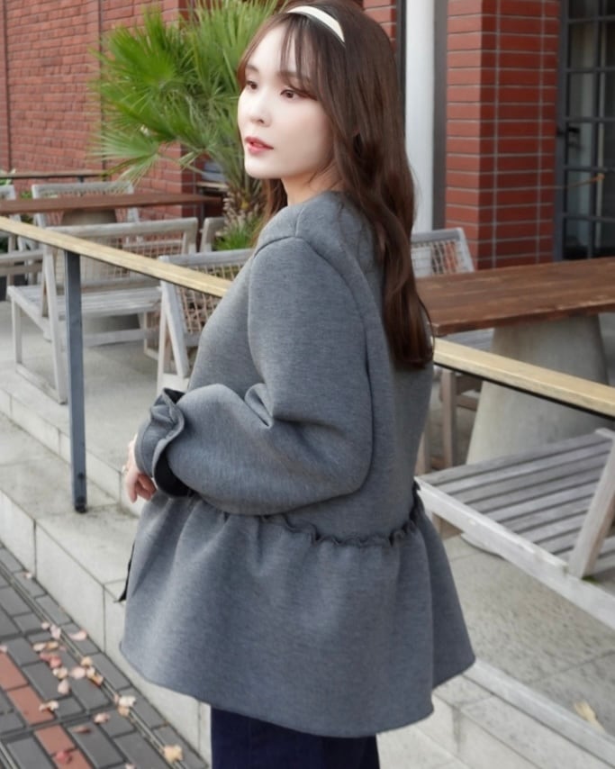 ダンボールニットペプラムジャケット | Poppedin