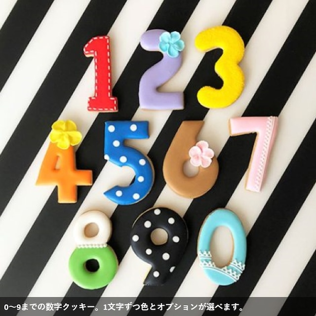 数字のアイシングクッキー1枚【1文字ずつ色やデコレーションをカスタム 数字のアイシングクッキー1枚【1文字ずつ色やデコレーションをカスタム