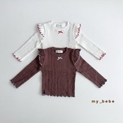 韓国子供服 / Mybebe /オータムダブルフリルT / 長袖Ｔシャツ *XS~XL*