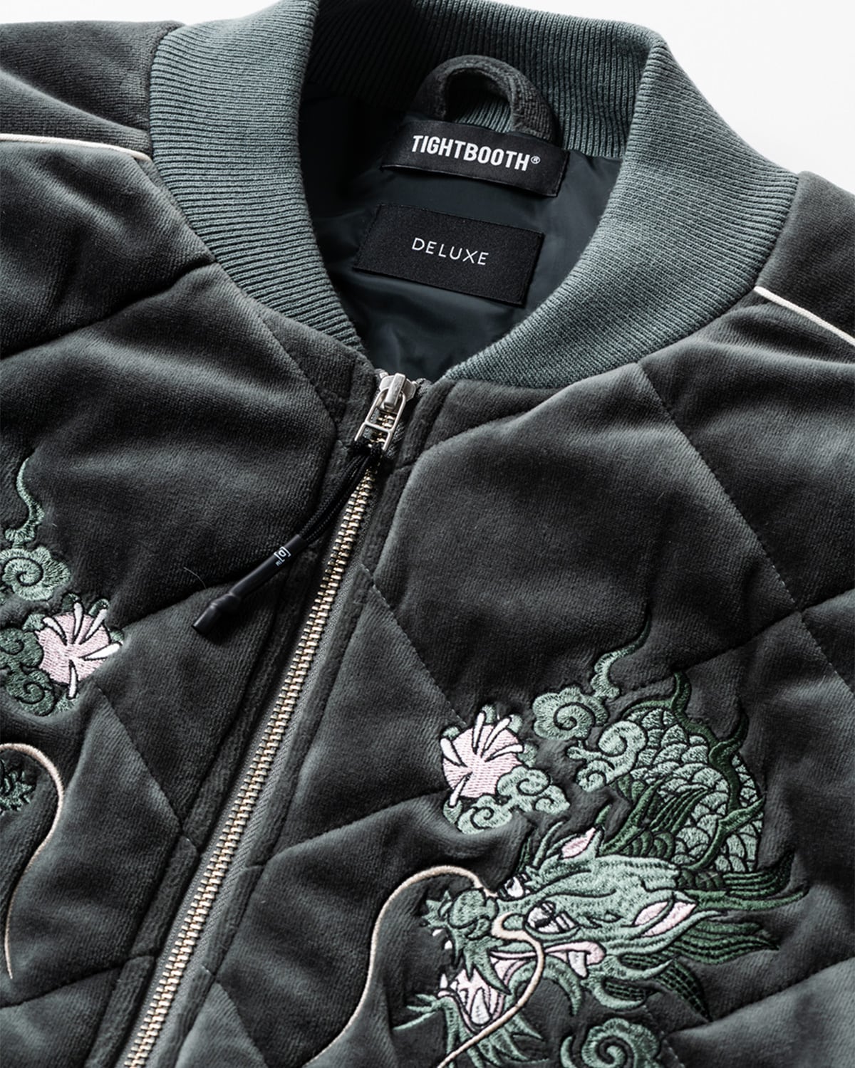DELUXE x TIGHTBOOTH - VELOUR SOUVENIR JKT GRAY | stashstore