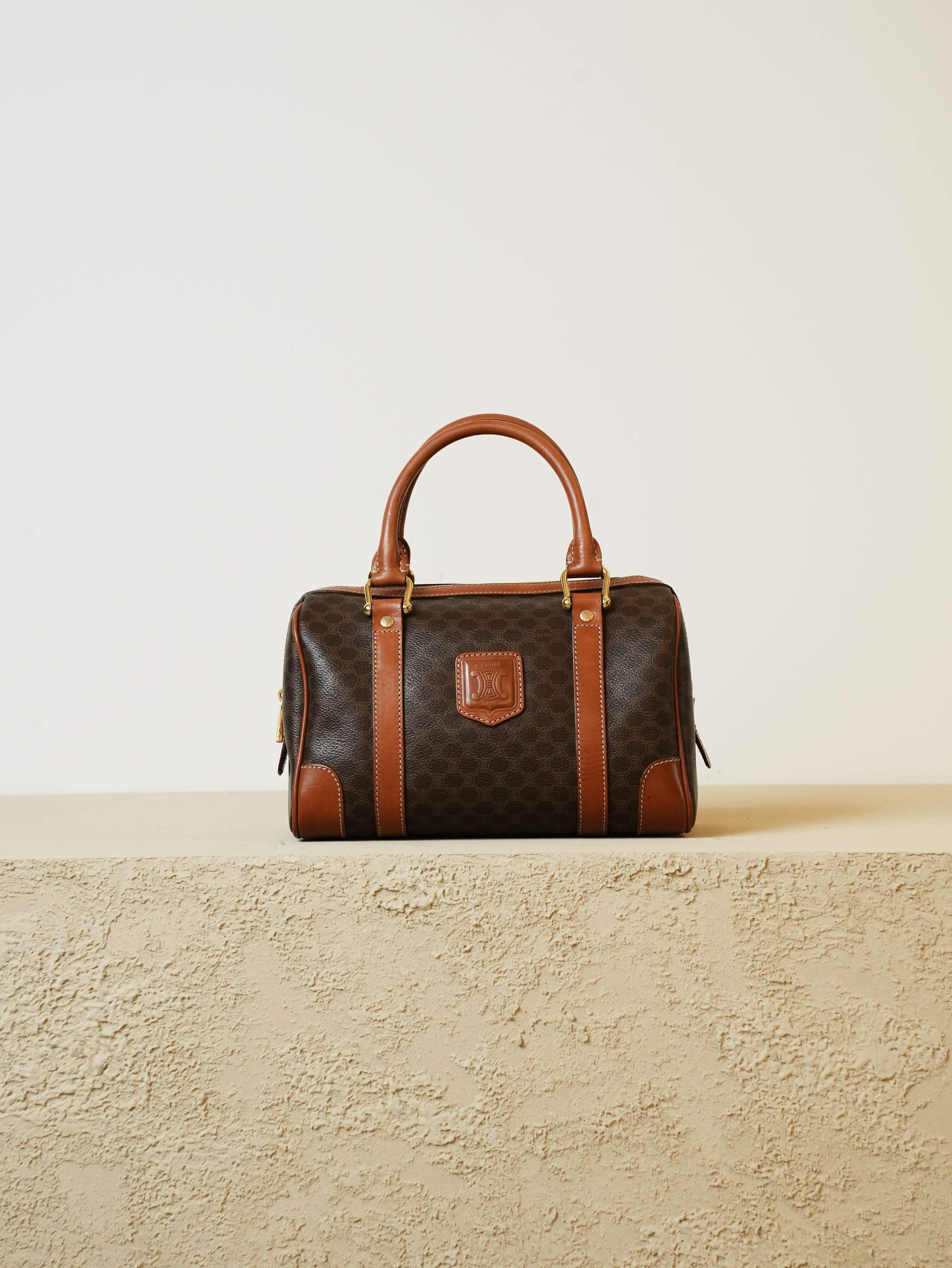 CELINE セリーヌ マカダム柄 ブラウン W26 ボストンバッグ | Raum Vintage