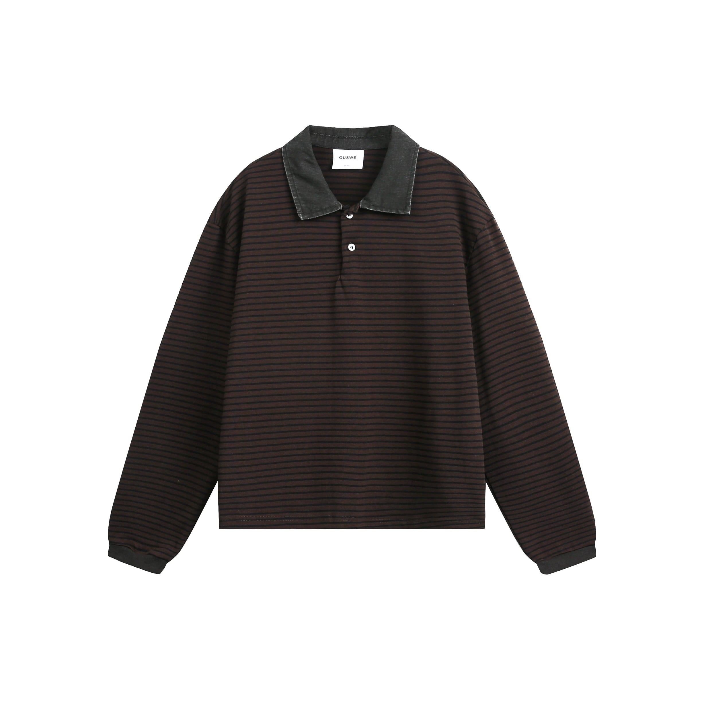 ボーダーカラー長袖ポロシャツ / Border Collar Long Sleeve Polo
