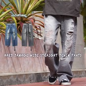 ＼SALE／◆ハードダメージ ワイドストレート デニムパンツ◆kr-23009