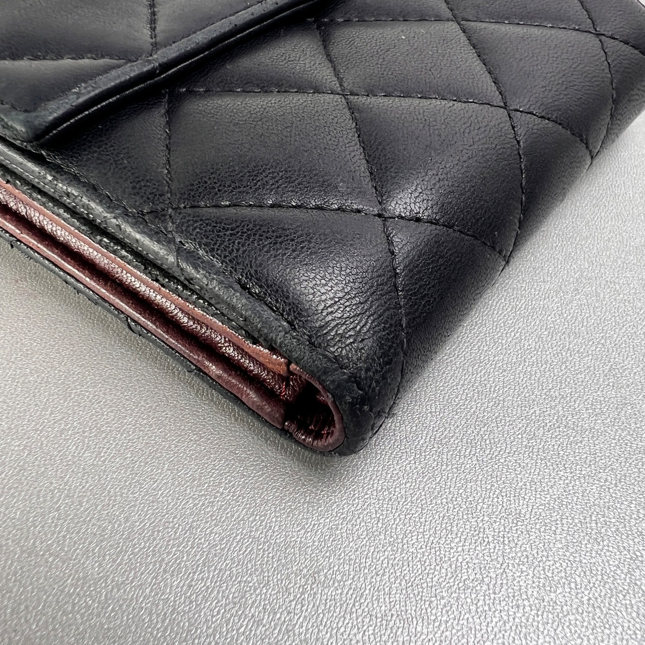 CHANEL シャネル ココマーク レザー 三つ折り財布 黒 A-13274