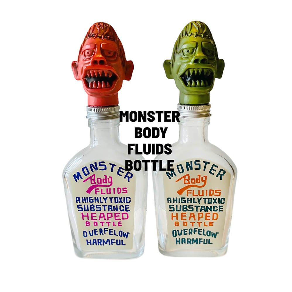 monster body fluids whiskey bottle