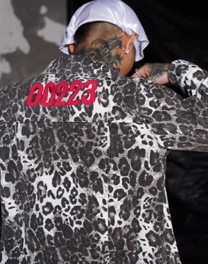 TGFCLUB leopard damage denim jacket