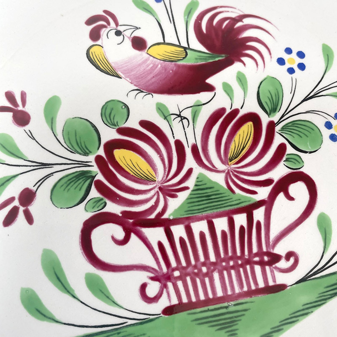 手描き飾り皿　スクウェアプレート　にわとり　KGLUNEVILLE リュネビル Comtesse du Barry 19twc3