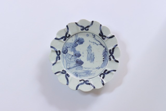 染付菊形絵替り五寸皿④　φ15cm　吉田崇昭