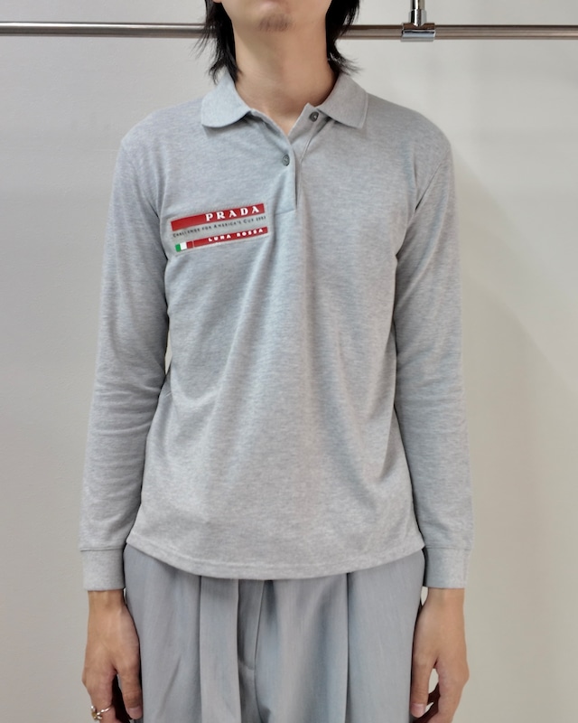 【2003 PRADA】rubber plate grey polo shirt