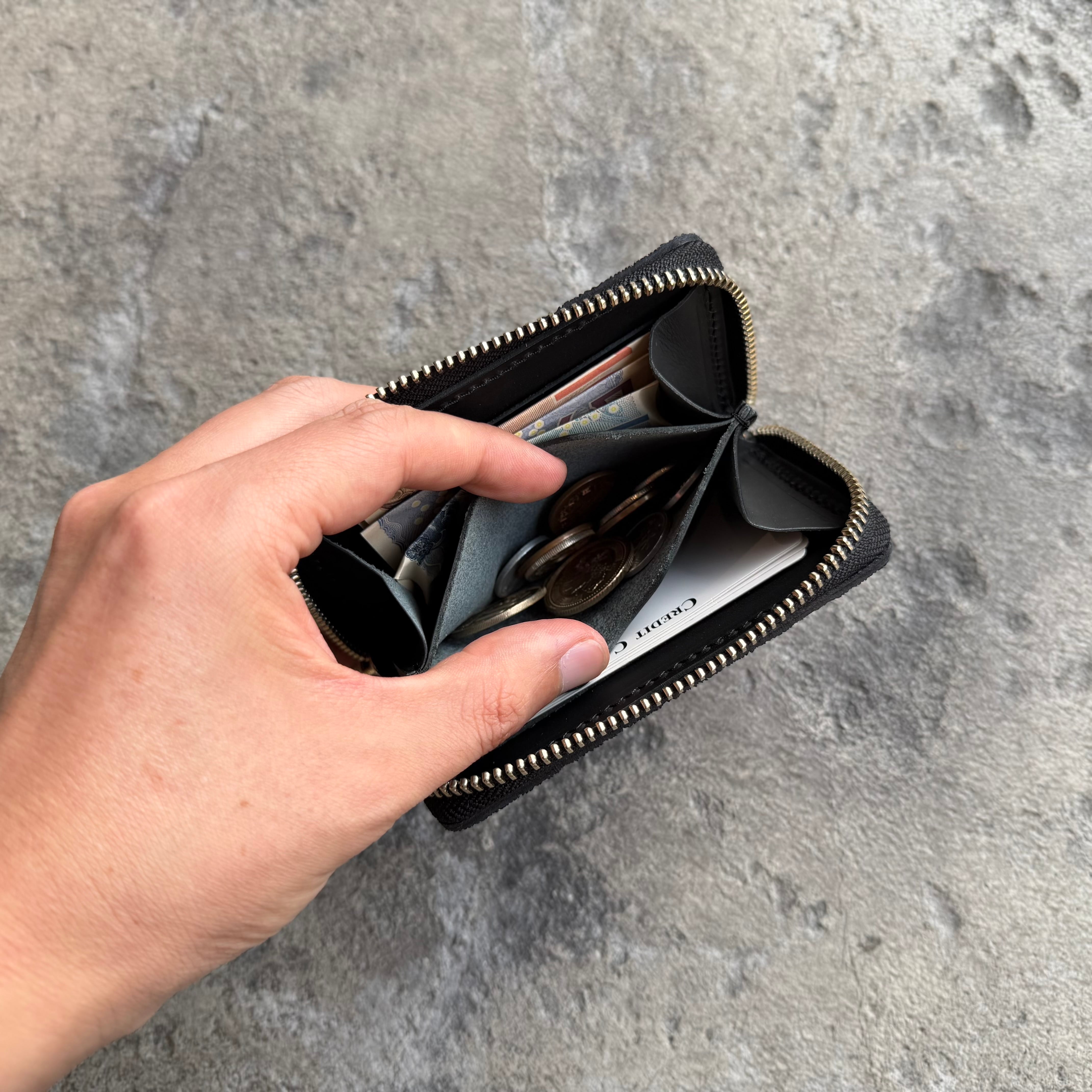 限定商品】ミニウォレット ラウンドジップ 姫路黒桟 エレファント