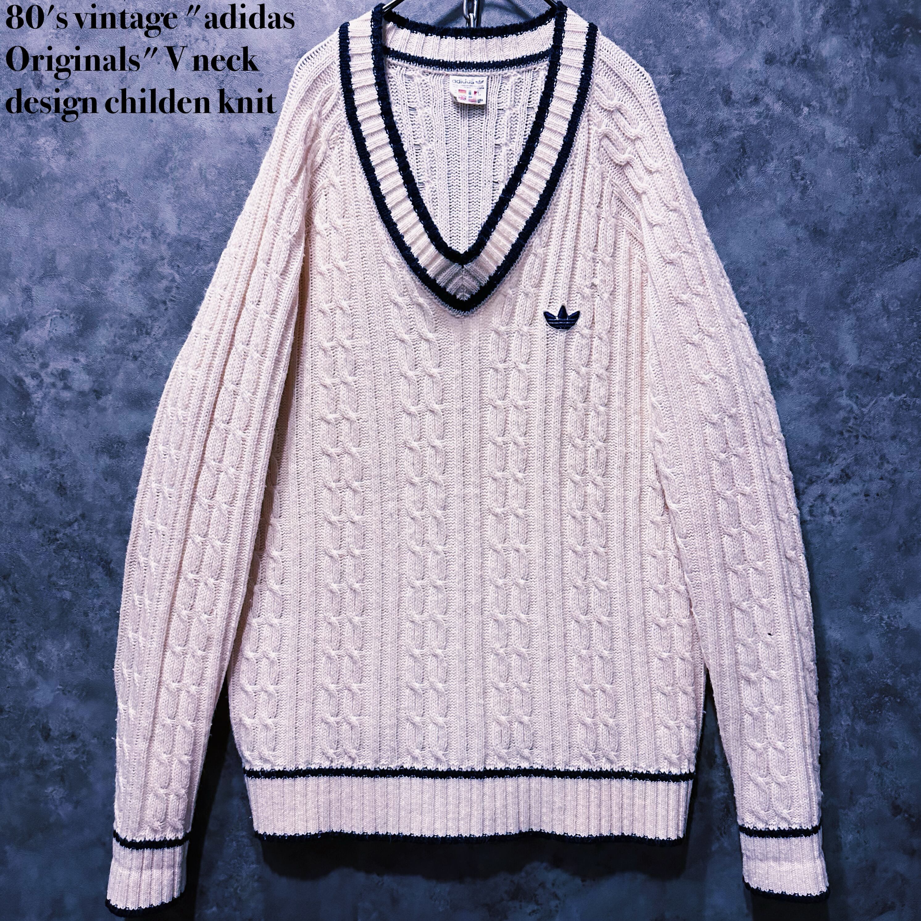 【doppio】80's vintage "adidas Originals" V neck design childen knit