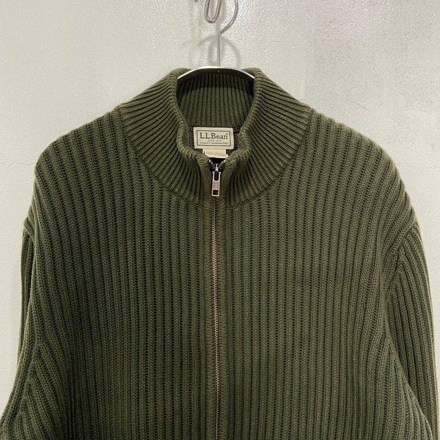 90s L.L.Bean ドライバーズニット　コットンニット　カーキ　M
