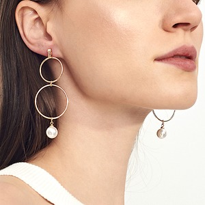 2-rings & Artificial-pearl Pierce