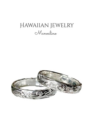 "手彫り"Silver925 ring 4mm Hawaiian jewelry (ハワイアンジュエリーシルバー925 リング・指輪4mm)