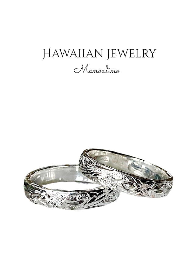 "手彫り"Silver925 ring 4mm Hawaiian jewelry (ハワイアンジュエリーシルバー925 リング・指輪4mm)