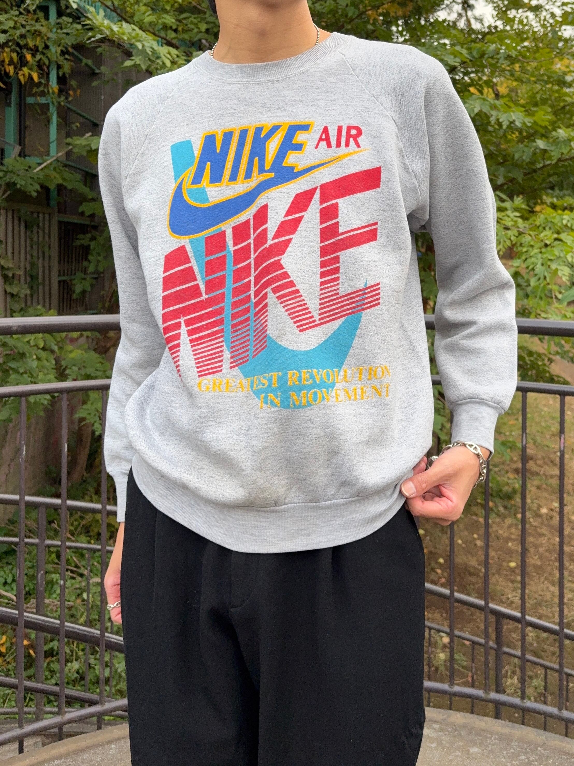 L】90's “FRUIT OF THE LOOM” Bootleg NIKE AIR Print Sweat | blues