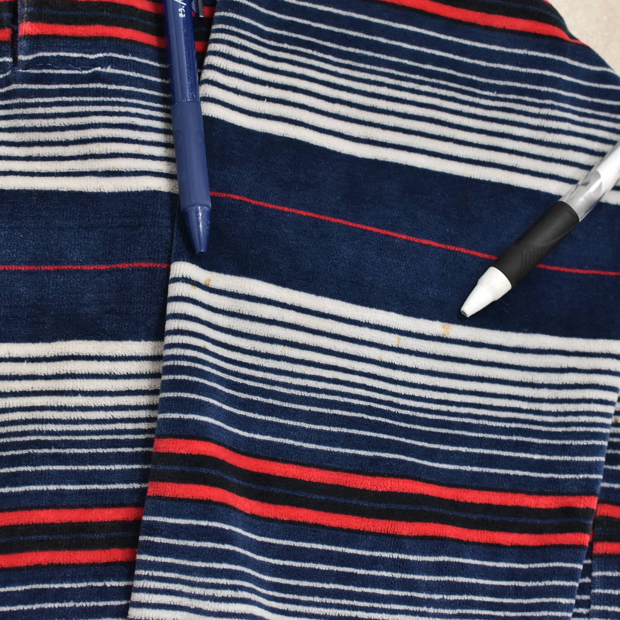 70s～ Vtg multi border velour polo shirt | 古着屋 grin days memory