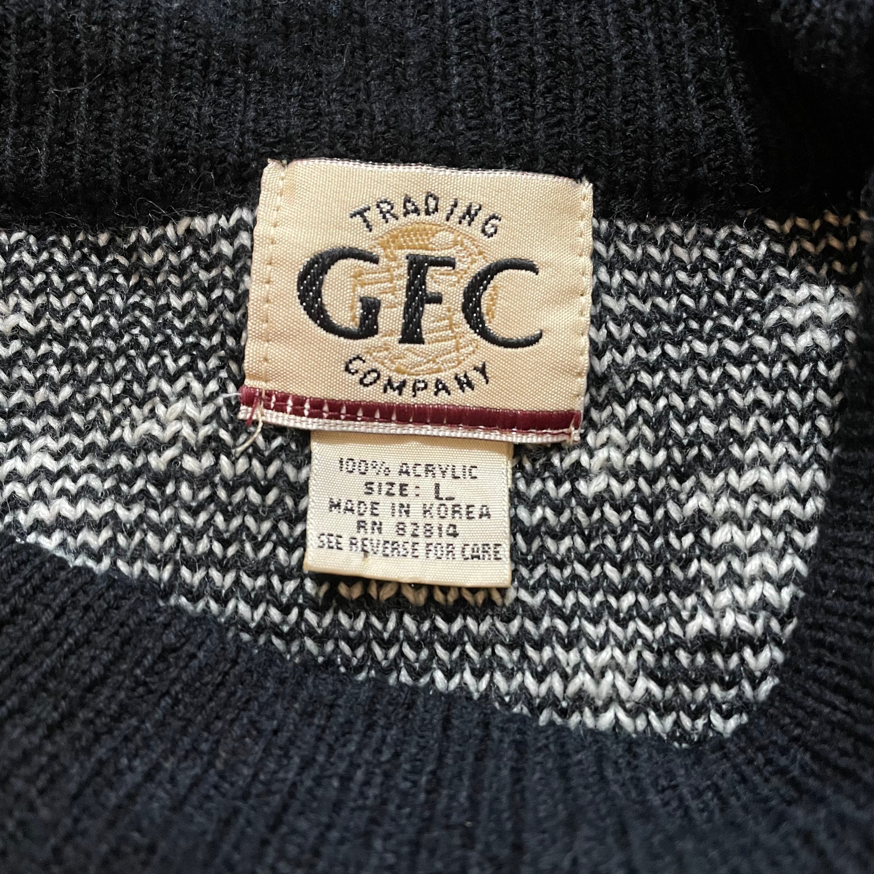 GFC韓国製 ノルディック 柄ニット セーター 総柄 メンズL アメリカ