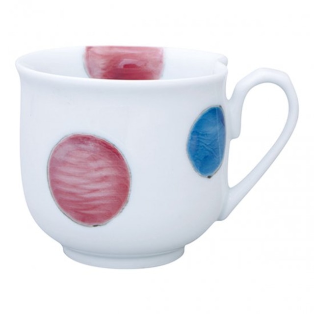 三色丸紋 ハート型マグカップ(紫)