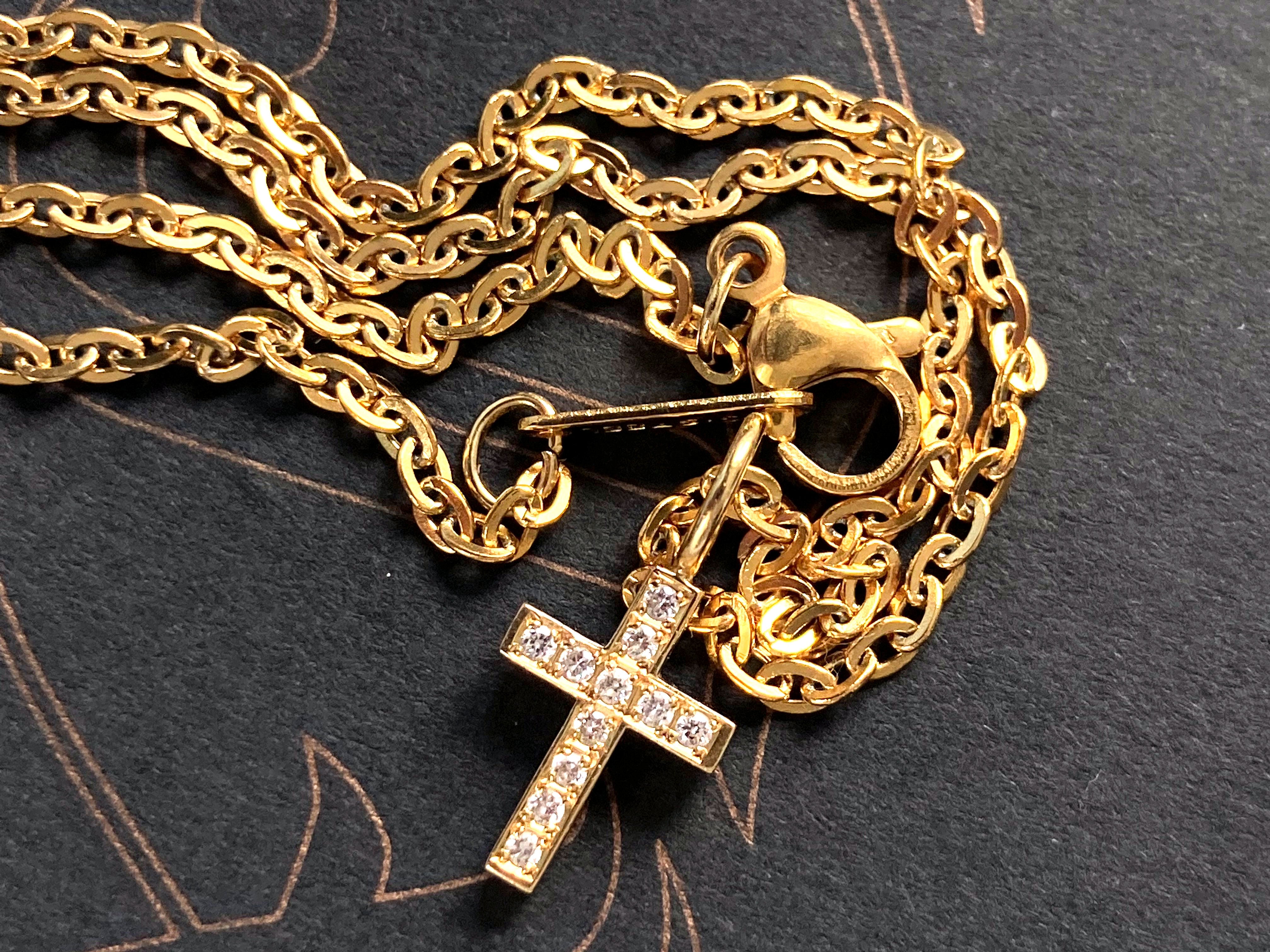 SJX　エスジェイエックス　ダイヤモンド クロス チャーム　ネックレス ポイント　カラット　イエローゴールド DIAMOND CROSS  CHARM　K　YG　　ｃｔ   brand cross tokyo powered by BASE