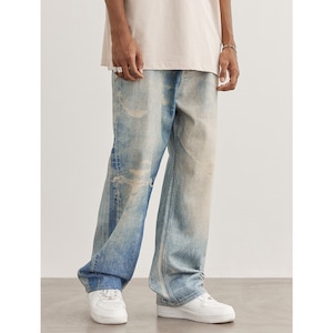 【DRIP2146】D/B Washed Digital Full Print Denim