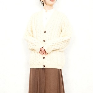 EU VINTAGE BONNER OF IRELAND CABLE DESIGN ARAN KNIT CARDIGAN MADE IN IRELAND/ヨーロッパ古着ケーブルデザインアランニットカーディガン