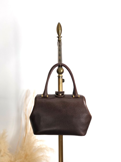 GUCCI グッチ ハンドバッグ ブラウン レザー がま口 vintage ヴィンテージ オールド fva3h4