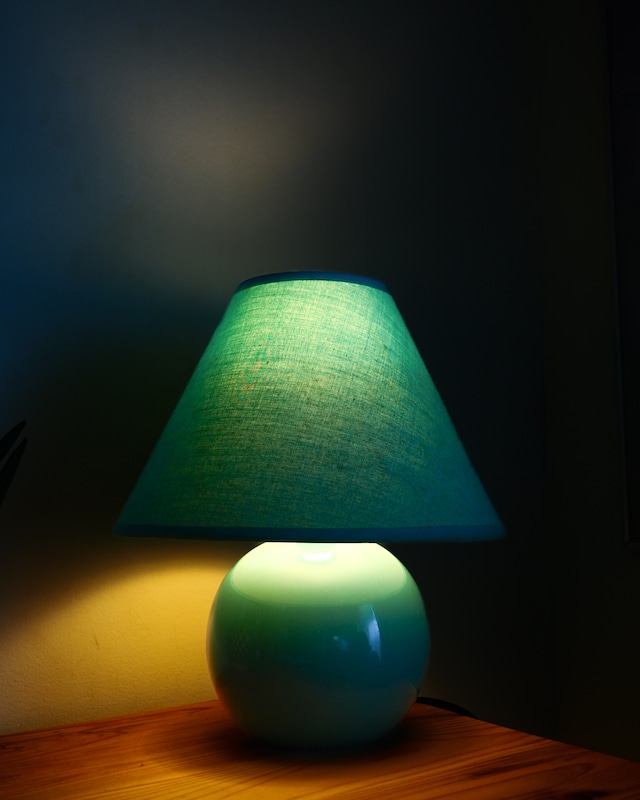 1997 Light blue shaded lamp, made in Taiwan